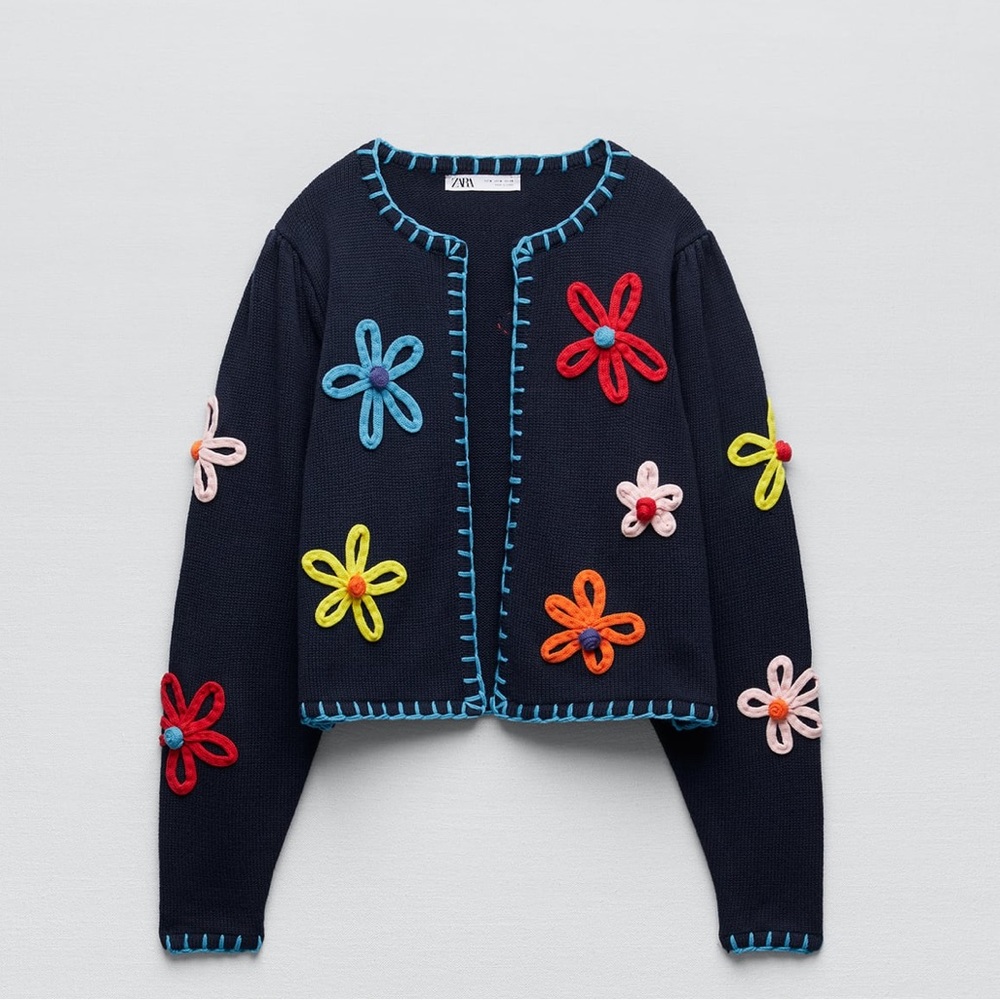 Zara cotton embroidered cardigan